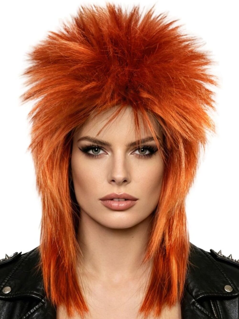 Synthetic Fiber Orange Mullet Wig
